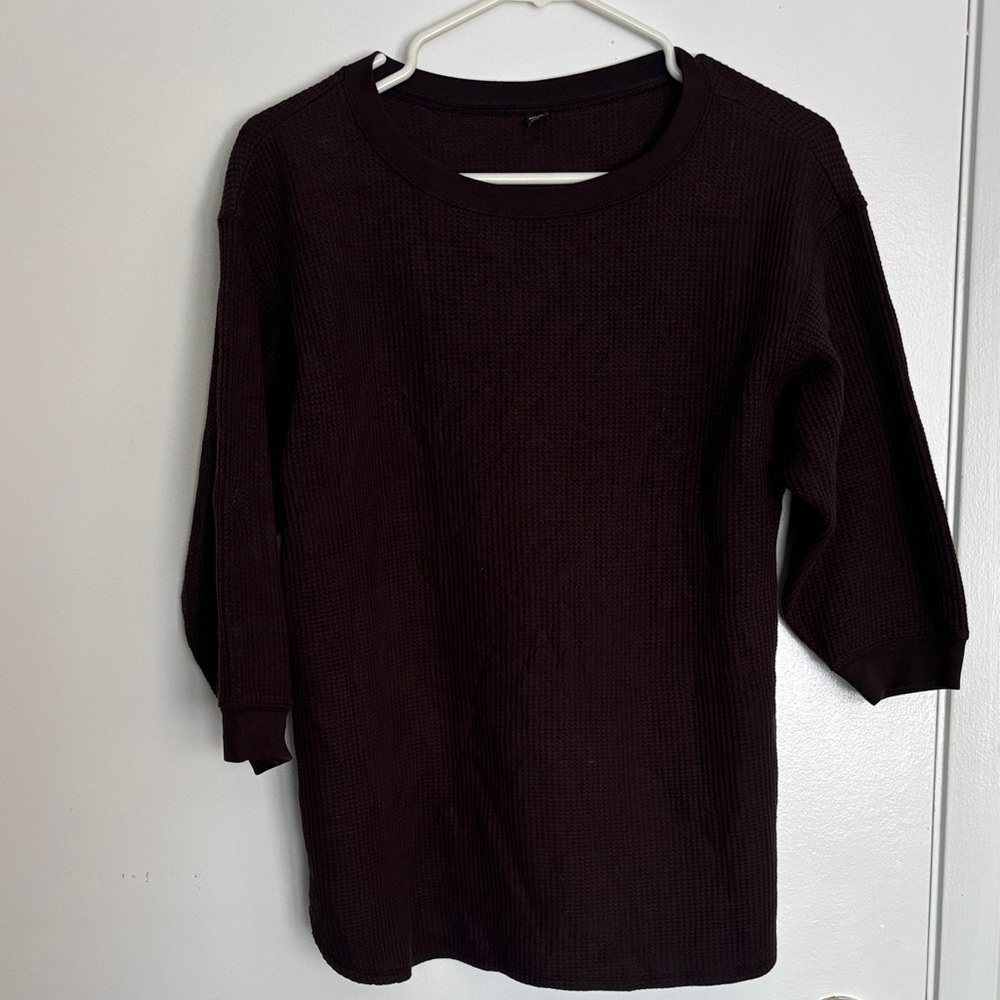 Uniqlo Chocolate Brown Textured Knit Top